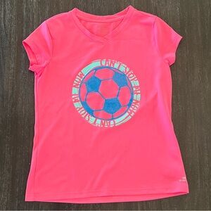 BCG Girls Pink Short Sleeve Soccer Theme Shirt Small 7